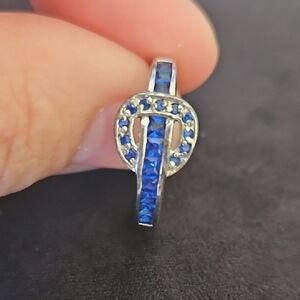 Cute Silver And Lab Sapphire Ring